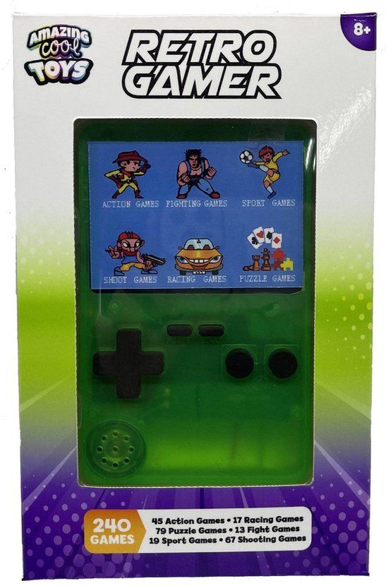 Amazing Cool Arcade Game Console met Kleurenscherm 7 cm - Doorzichtig Groen