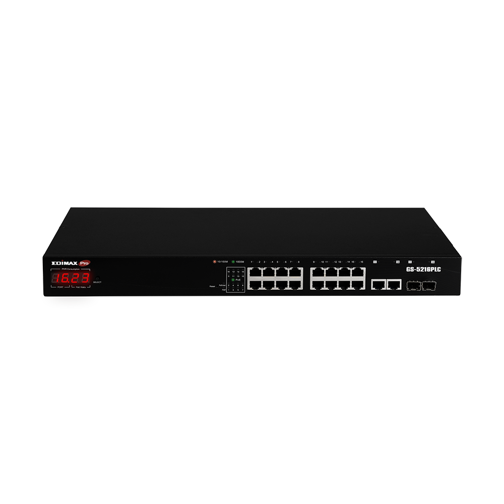 Edimax GS-5216PLC - Netwerk switch - Zwart