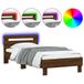 vidaXL Bedframe met hoofdbord en LED, bruin eiken, 90x200 cm