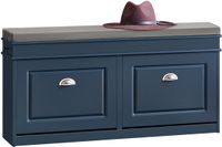 SoBuy Schoenenbank met Zitkussen en 2 Kleppen - Opbergbank Schoenenrek voor Hal en Gang - Blauw, 104x24x52cm, FSR64-B