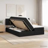 vidaXL Opbergbed met hoofdeinde, 2-persoons, Zwart, Kunstleer