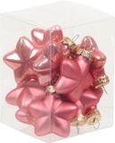 Othmar Decorations Kerstornamenten - sterren - 12x st - bubblegum roze - 4 cm - glas - kerstversiering