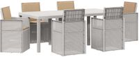 vidaXL Tuin Eettafel Set 7-delig Wit en Taupe PP