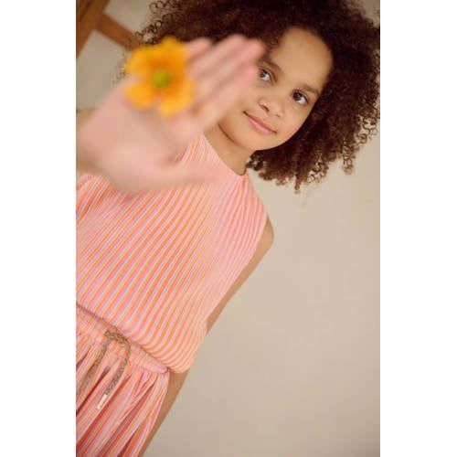 NONO gestreepte zomerjurk oranje