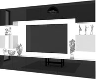 B BELINI GROUP BELINI Wandmeubel Milano 3 300 cm Wit/Zwart Hoogglans
