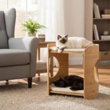 Merkloos Kattenboom met twee verdiepingen en een bamboestructuur