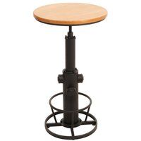 HWC-N20 Bartafel, bistrotafel countertafel, in hoogte verstelbare zwenkvoetsteun industrieel massief hout Ø 61 cm ~ natuur