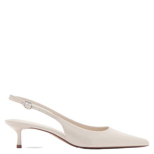 Mango Ecru Imitatieleren Pumps met Hak