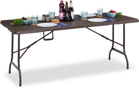 Relaxdays relaxdays tuintafel inklapbaar - eettafel - klaptafel - houtlook - 180 cm bruin