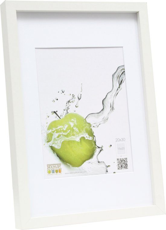 Deknudt Frames Basic wit hoog profiel in hout MDF met pptt - bestelmaat=kadermaat fotomaat 40x60 cm