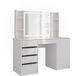 Vicco Table de maquillage avec lumière Sherry, Blanc/Blanc Laqué, 128,2 cm avec miroir LED