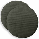 vidaXL - Kussensloop - 2 pcs - HEERLEN - Antracietkleurig - Ø 60 cm - corduroy