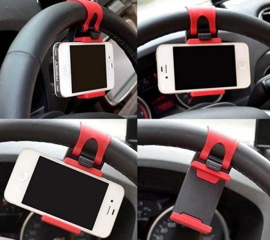 Telefoon houder voor in de auto op het stuur - Universeel - Zwart