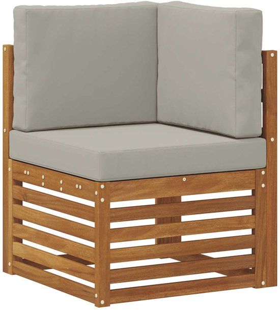vidaXL Hoekbank voor buiten, massief natuurlijk acaciahout, balkonmeubels, moderne stijl, ontworpen voor buiten, weerbestendig, modulair design voor een elegante chill