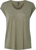 PIECES - PCALICE SS GLITTER TEE JRS NOOS BC - T-shirt - Dames - M - Deep Lichen Green