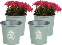 Sunnydays Plantenpot/Bloempot - 4x - Zink - Jadegroen - D14 x H13 cm