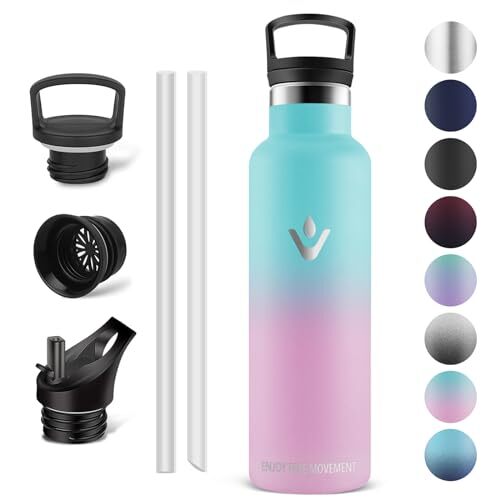Vikaster Vikaster Thermosfles, 750 ml, BPA-vrije drinkfles, thermosfles met rietje, voor school, sport, fiets, camping, fitness, outdoor