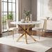 MODFU Ronde Eettafel - Marmerlook Tafelblad - Gouden Kruispoot - Modern - MDF - Wit - 80 Cm