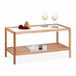 Relaxdays salontafel met opbergruimte - glazen blad - 40 x 80 x 40 cm - koffietafel - woonkamer