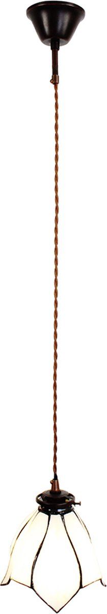 Lumilamp Hanglamp Tiffany Ø 18x115 cm - Wit/Bruin - Glas/Metaal