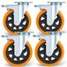 Roulettes de transport robustes, 150 mm, avec frein, 4 pièces, capacité de charge 1000 kg, matériau polyuréthane