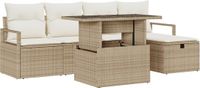 vidaXL Tuinbank Set 2 zitplaatsen Beige Polyrattan