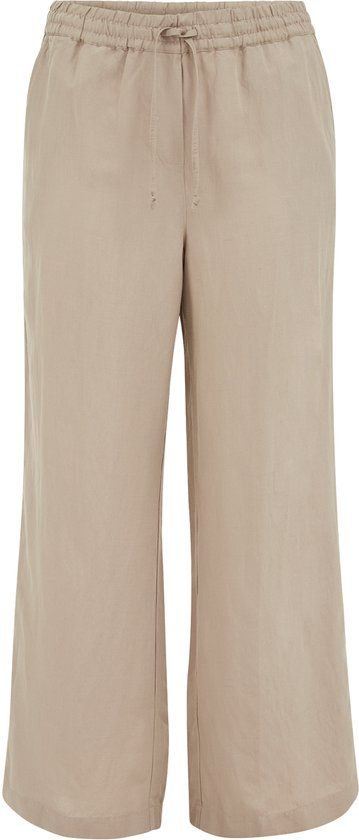 WE Fashion Dames wide leg broek van linnenmix - Curve