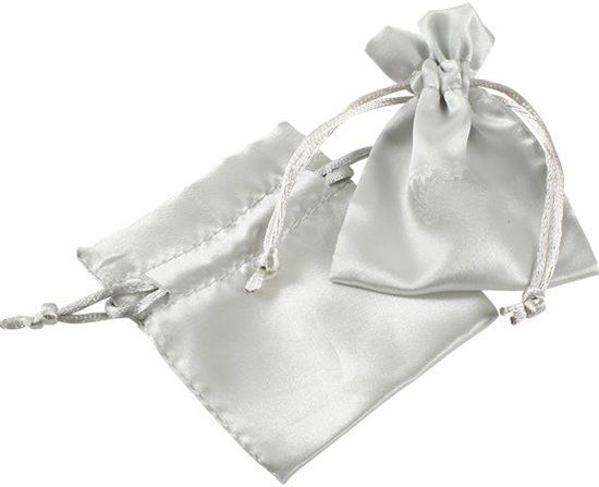 Luxe Sieradenzakje Satijn Zilver - Cadeauzakje - 75 x 90 mm