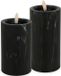 Countryfield LED kaarsen/stompkaarsen - set 2x - zwart marmer look - H12,5 en H15 cm - timer - warm wit