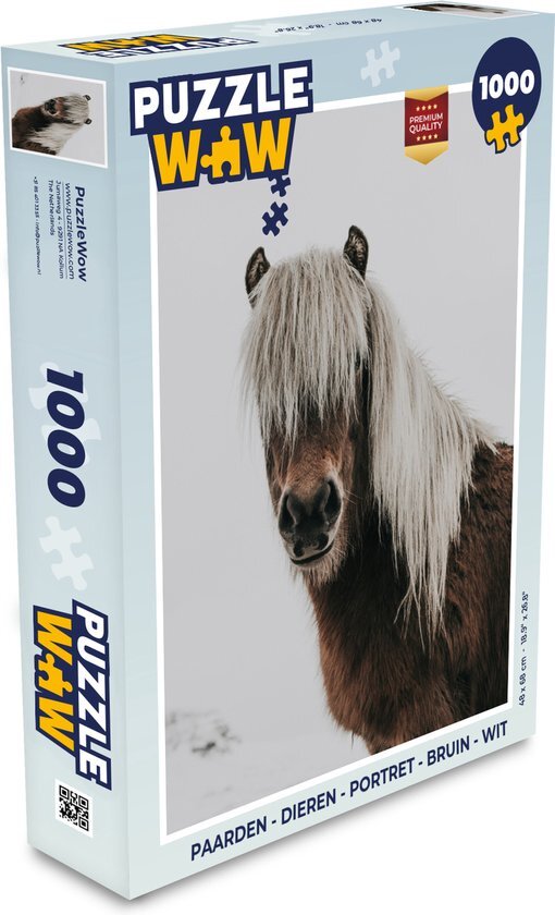 MuchoWow Puzzel Paarden - Dieren - Portret - Bruin - Wit - Legpuzzel - Puzzel 1000 stukjes volwassenen - Sinterklaas cadeautjes - Sinterklaas voor grote kinderen