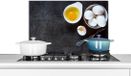 KitchenYeah Spatscherm keuken 70x50 cm - Kookplaat achterwand Eieren - Bruine suiker - Koken - Muurbeschermer - Spatwand fornuis - Hoogwaardig aluminium