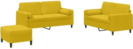 vidaXL 3-delige Loungeset met kussens fluweel geel