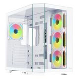 Itek Behuizing DARK CAVE AKU - Gaming Tower - ATX - 4 x 12 cm ARGB Fan - USB3 & Type-C - zij- en voorwand van gehard glas - Ed. Wit