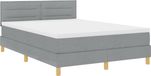 vidaXL Boxspring bed met kussen Lichtgrijs 140 x 190 cm Stof