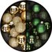 Merkloos / Sans marque Billiet - Vanlaere Kerstballen 34x st - 3 cm - goud en donkergroen - kunststof