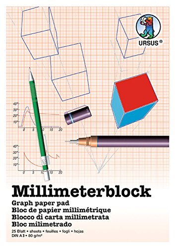 Ursus 7074000 - millimeterblok A3, 80 g/m², 25 vellen