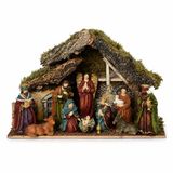 Kaemingk B.V. Crèche complète - 43 x 19 x 29 cm - avec 10 figurines de Noël - crèche de Noël