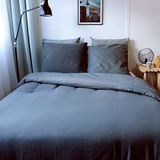 Enjoy Home Dekbedovertrekset voor tweepersoonsbed, katoen, 260 x 240 cm, donkergrijs, collectie Gypsy, 1 dekbedovertrek met druk op de knop, 2 kussenslopen 63 x 63 cm