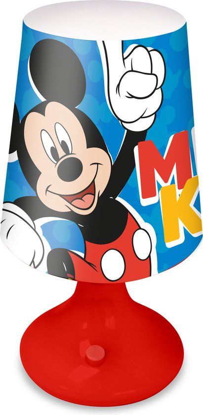 Disney Mickey Mouse tafellamp/bureaulamp/nachtlamp voor kinderen - rood - 18 x 9 cm
