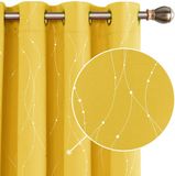 Ibenzoa® Thermogordijnen pour Salon avec Propriétés Occultantes et Thermoisolantes, Jaune Citron, 117 x 138 cm, Set de 2