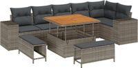 vidaXL Tuinbank Set 9-delig Polywood Grijs