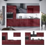 Vicco Complete keukeneenheid Fame-Line, Bordeauxrode hoogglans/Antraciet, 310 cm zonder werkblad