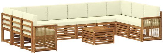 vidaXL - Acacia Houten Loungeset - Natuurlijk en Crème - 10 Zitplekken