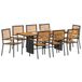 vidaXL Tuin Eettafel Set 9-delig Zwart en Bruin Poly Rattan