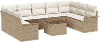 vidaXL - Tuinbank - Set - 2 zitplekken - Beige en wit - Polyrattan