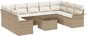 vidaXL - Tuinbank - Set - 2 zitplekken - Beige en wit - Polyrattan