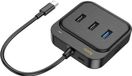 HOCO HUB-adapter 6-in-1, Type C voor HDTV + RJ45 + USB3.0 + USB2.0 * 2 + PD100W, 0,2 meter, model HB37, zwart