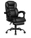 RESTEQ Ergonomische bureaustoel met intrekbare voetensteun, armleuningen, in hoogte verstelbaar, rugleuning 90°-120° kantelbaar, kunstleer, zwart, max. belasting 136 kg