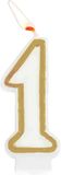 Folat Kaars cijfer 1 Simply Chique Gold 9 cm