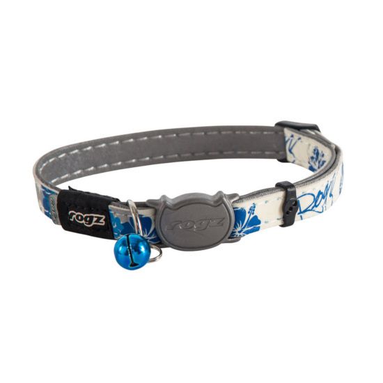 Rogz GlowCat Blue Floral - Kattenhalsband - 20-31 cm